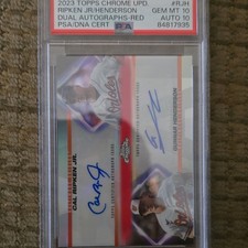 Topps 2023 Chrome Update Ripken Jr/Henderson Dual Autograph /5 Red PSA 10 RJH