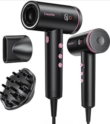 #ad CrazyMar Hair Dryer 1800W Ionic Hair Dryer with 3 Smart Mode Fast Drying Blow $79.99