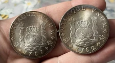 LOT OF 2 1760s 8 Reales CONTEMPORARY COMMEMORATIVE Spanish Pillar Dollar Mexico