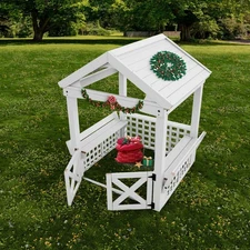 Charming Wooden Playhouse with Roof & Doors - Perfect Outdoor Toy for Kids to