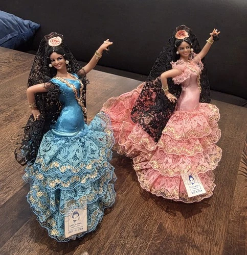 (2) Vintage Marin Spanish Women Flamenco Dancer Dolls
