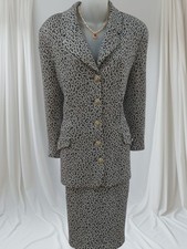 St.John Grey Animal Pattern Suit - Jacket Set , Size 12