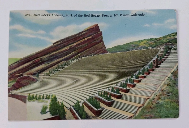 Vintage Colorado CO Postcard Red Rocks Theatre Park Denver 1950