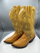 Ostrich Leather Cowboy Boots 5 Women's Full Quill Yellow Point Western