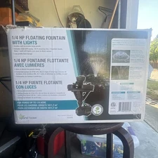 Pond Boss 1/4 HP Floating Fountain w/ 3 LED Lights & 3 Fountain Heads Free Pump