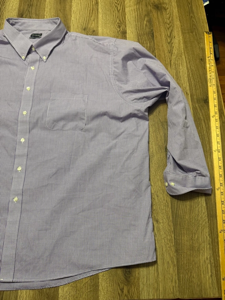 Van Heusen Shirt Mens 19.5-20, 36/37, 3XL, Button Up Purple White Regular Fit - Image 4 of 4