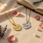 Personalised Custom Free Engraved Heart Necklace Name Date Necklace Gift for Her