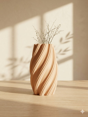 3D Gedruckte Vase Spiral Design Modern Beige | Deko Vase Kunststoff | Geschenk I
