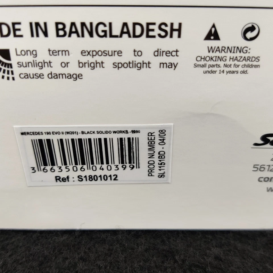 VOITURE SOLIDO MERCEDES BENZ 190 W201 EVO 2 BLACK 1990 1:18 NEUF BOITE S1801012 - Photo 4/4