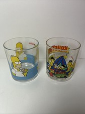 Vintage Nutella The Simpsons Krusty's Surf Camp & Homer Glass Tumbler 2001