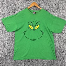 Dr Seuss Grinch Face Shirt Adult XL Green Christmas Movie Graphic Tee Holiday