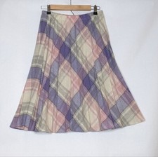 TAKE 1 VINTAGE SKIRT PINK PURPLE PLAID PLEATED FITS SMALL WOOL USA A LINE STYLE