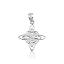.925 Sterling Silver Irish Celtic Cross Pendant Necklace