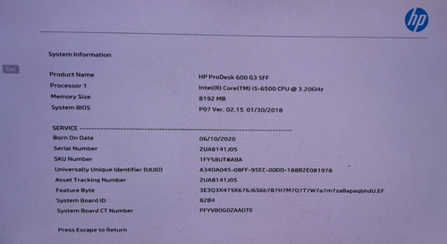 HP ProDesk 600 G3 SFF Intel Core i5-6500 @ 3.2GHz 8GB No HDD #2 - Bild 7 von 7