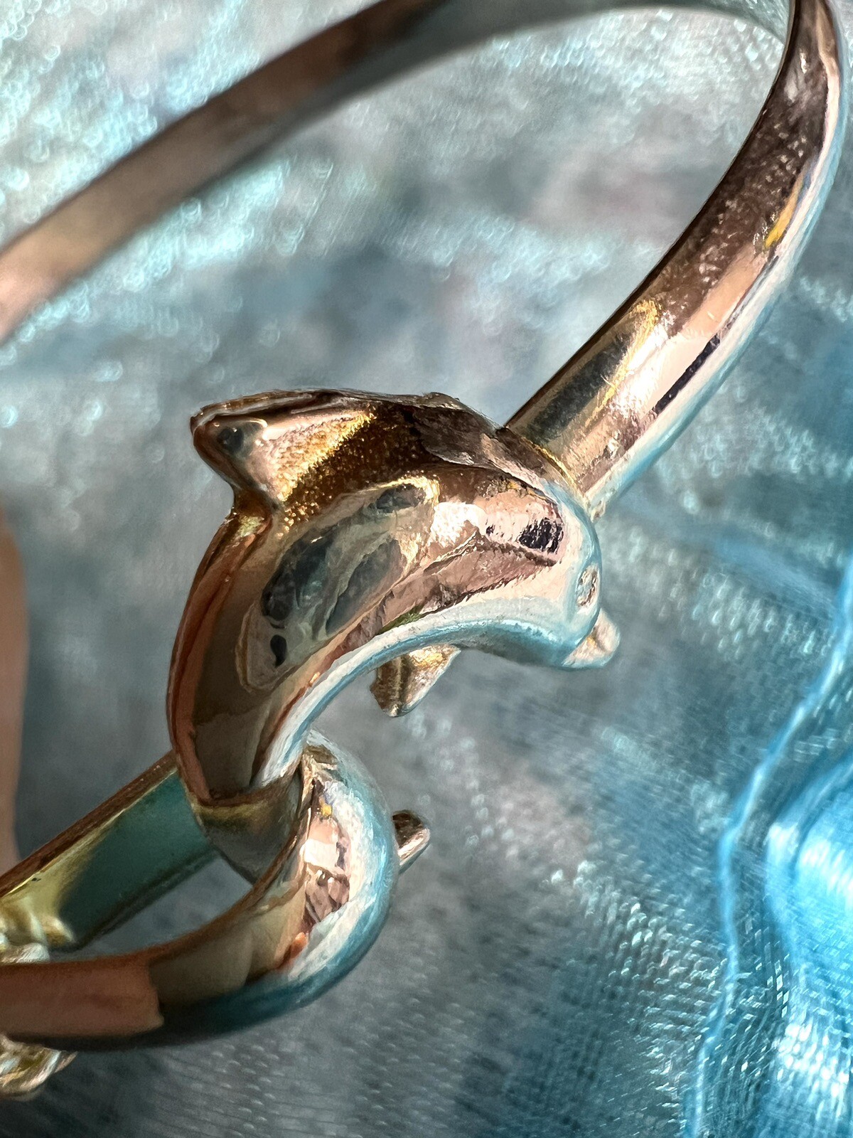 925 solid Sterling silver Dolphin Design Bangle 6… - image 7