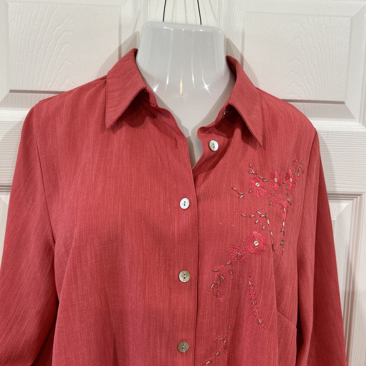 Penningtons Women's Coral Embroidered Blouse Top Tunic Sequin 16 View 4