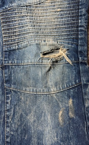 South Pole Jeans Blue Embroidered Faded Distressed Torn 40x34 Vtg Y2K - Picture 6 of 13