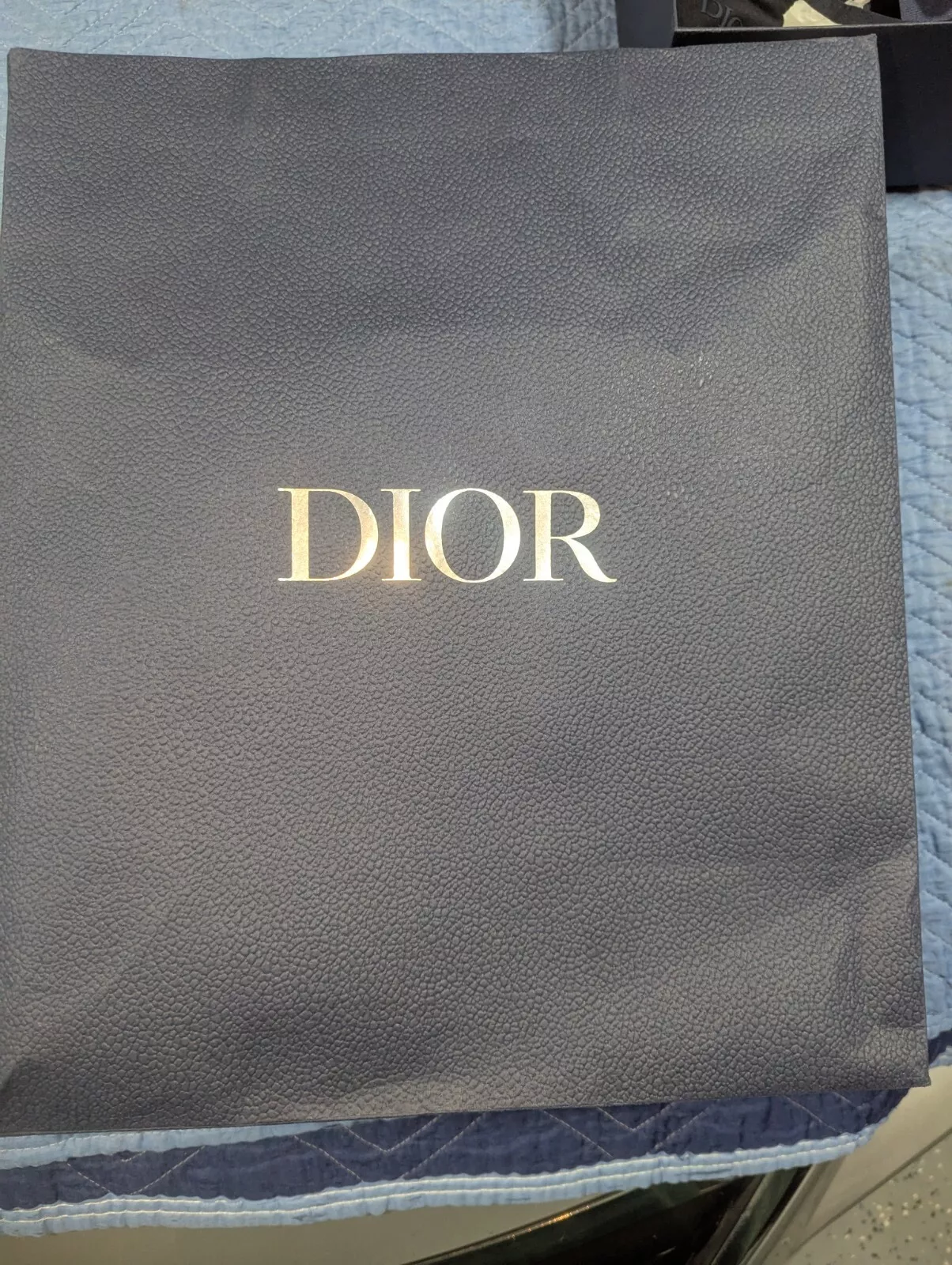 Dior AUTHENTIQUE sac cadeau papier vide fourre tout texturé bleu marine 18