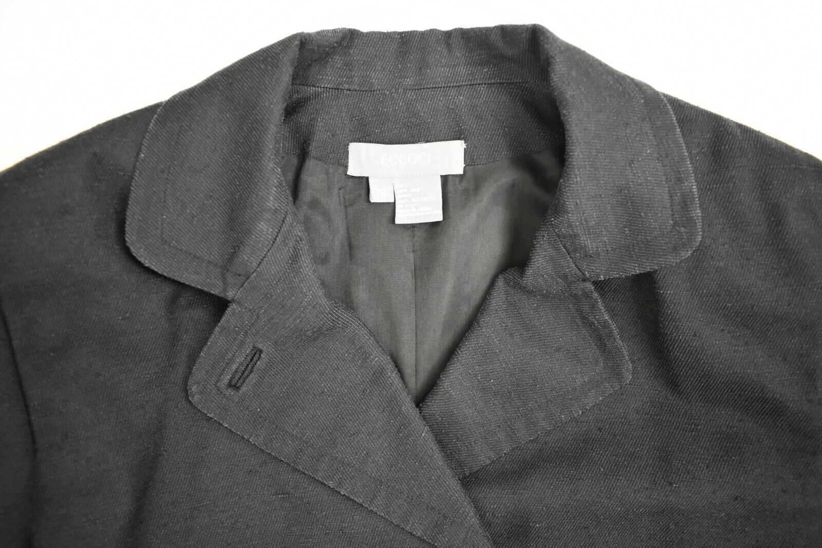 Eccoci Womens Solid Black V Neck Button Front Lon… - image 5