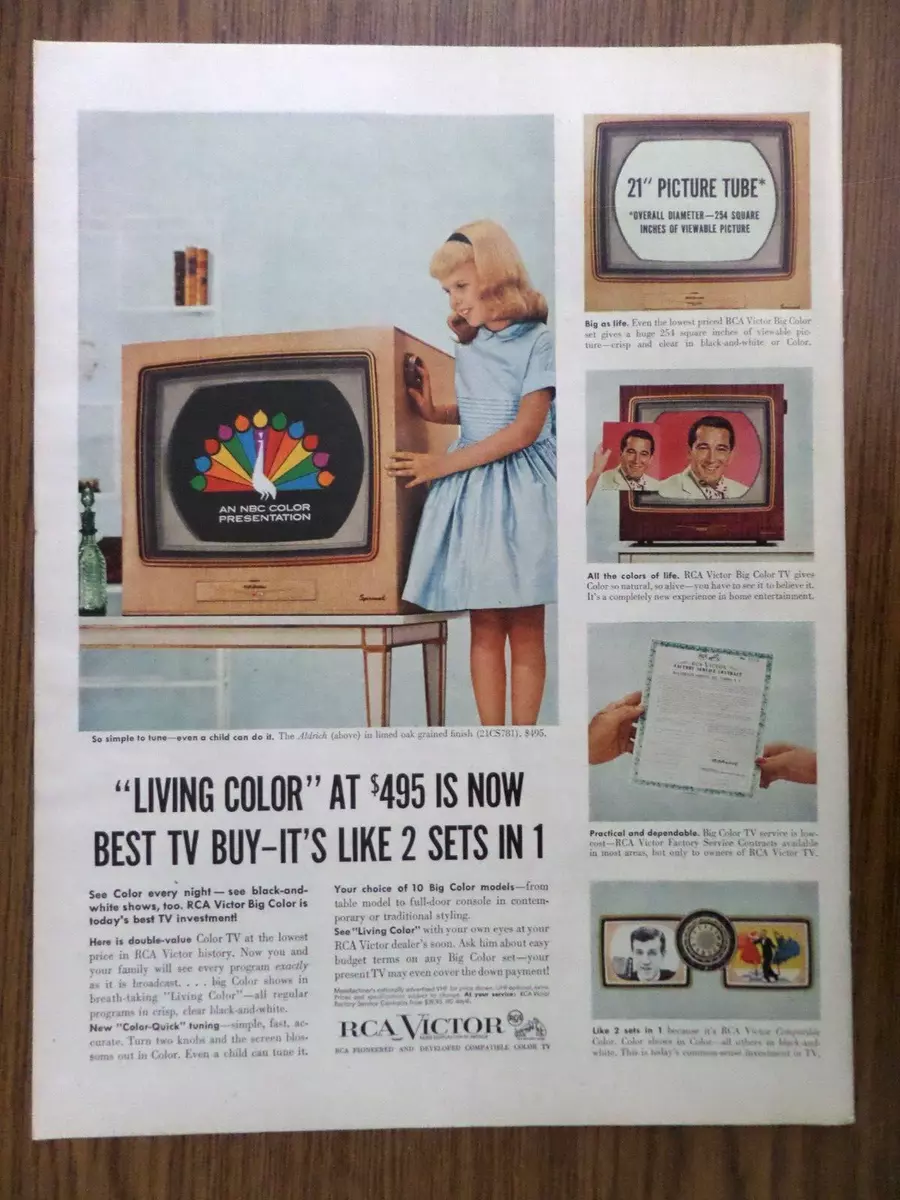 1957 RCA TV Television Ad Living Color