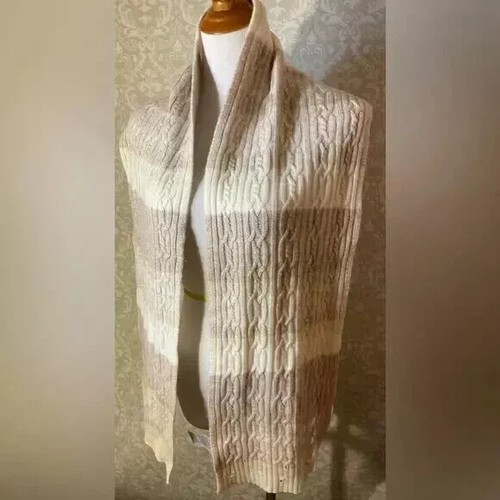 CHICO’S Women’s Scarf Shawl Cashmere Wool Blend Cable Knit