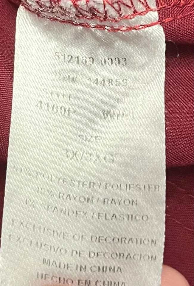 Pantalones Médicos de Enfermería Adar Borgoña 6 Bolsillos Talla 3X Foto 4 de 4