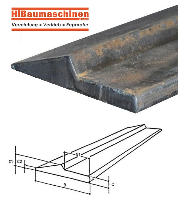 HT-BAUMASCHINEN Schürfschiene 500HB 100x20mm 1 / 1,2 / 1,5 / 2 Meter lang