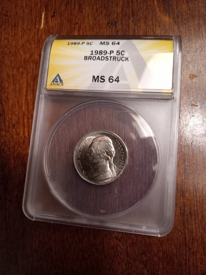 1989-P 5c broad struck nickel error MS64 ANACS 23.3mm - Image 2 of 4