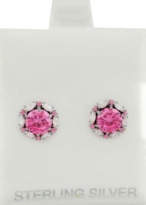 LAB CREATED 2,34 kt ROSA & WEISSE SAPHIR OHRSTECKER 0,925 Silber - Neu mit Etikett