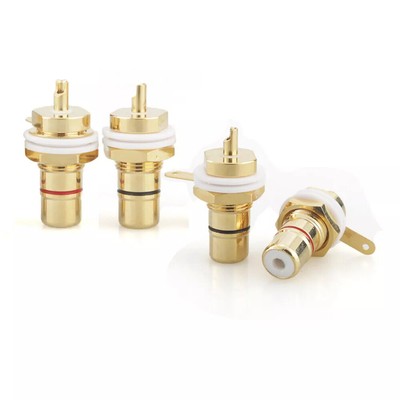 4pcs Gold Plated RCA Socket Audio Terminal Connector Adapter Plug Binding Post