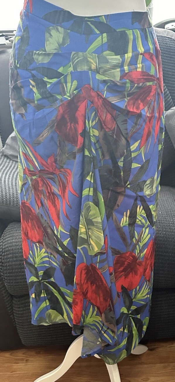 ladies size 12 lightweight blue floral gatherd front midi skirt bnwt rrp £18 image 6