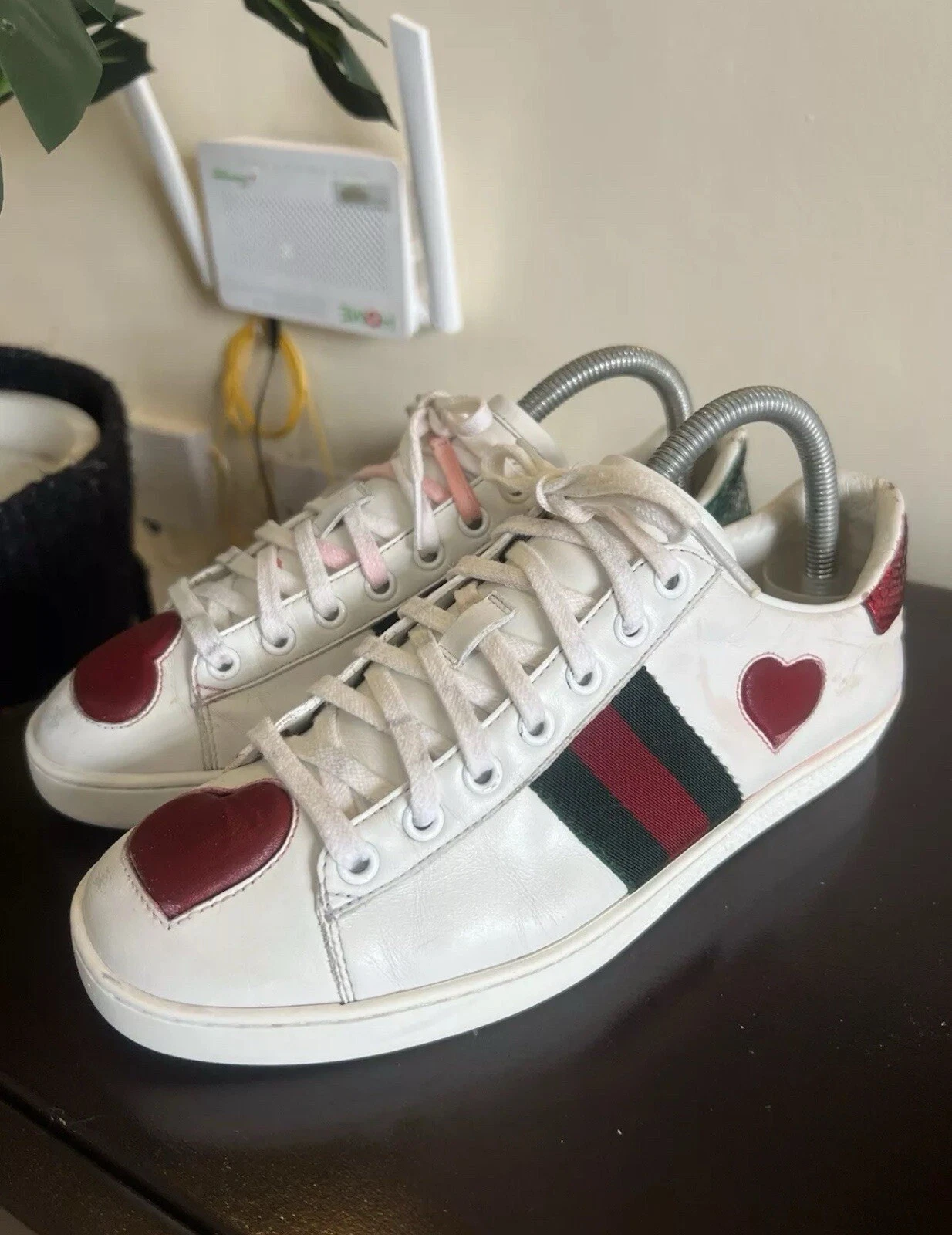 Gucci Baskets Femme 435638 Ace « HEART » Vert Rouge Web EU 37    US 6,5