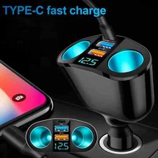12V Dual USB Car Cigarette Lighter Socket Splitter Power Adapter Charger Outlet