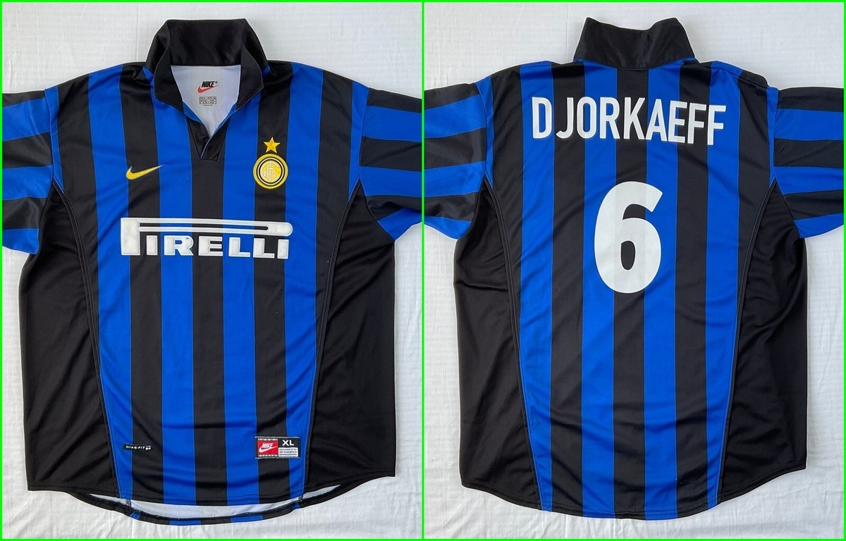 Vtg 1998 1999 Inter Milan Nike Shirt DJORKAEFF 6 Jersey XL Pirelli