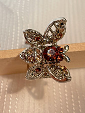 Hair Clip Bronze Swarovski Crystals Silver Bee Barrettes Bridal Statement NEW
