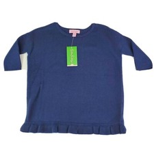 New Lilly Pulitzer Girls Tierneigh Sweater Size Small 4-5 Navy Blue