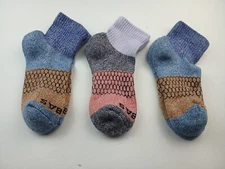Bombas Tri-Block Marled Quarter Socks Lot Of 3 Pairs Size S