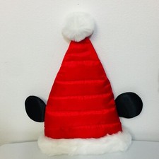 Disney Parks Tall Quilted Mickey Mouse Ears Santa Hat Adult