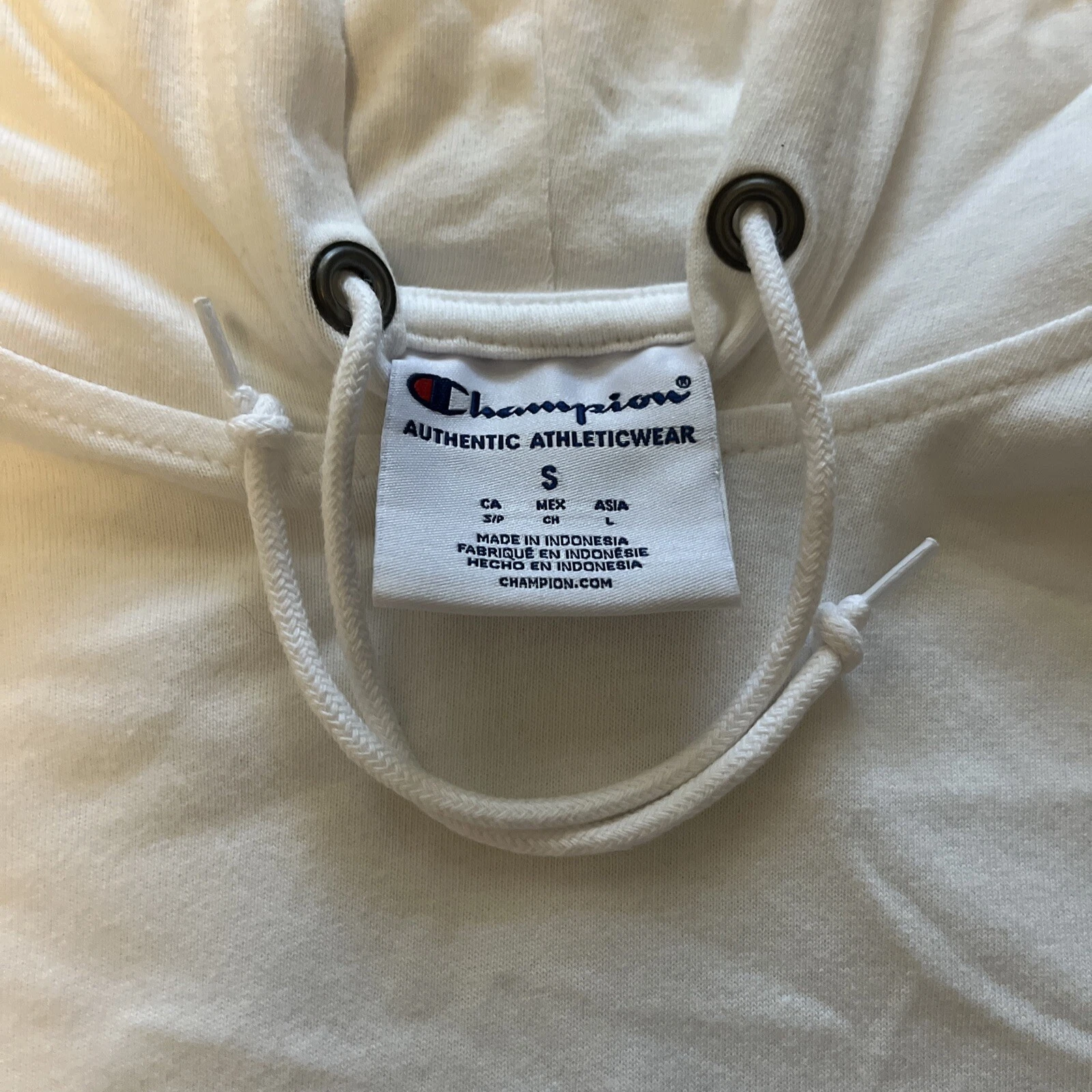 VETEMENTS Camicia uomo S Champion bianca manica lunga con cappuccio