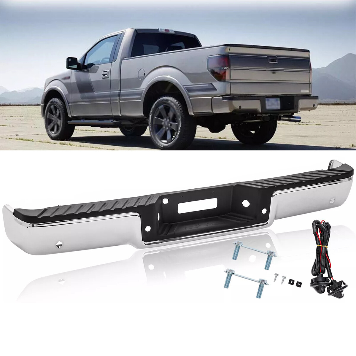 Step Bumper Assembly For 2004-2006 Ford F-150 Steel Chrome Styleside Rear Bumper