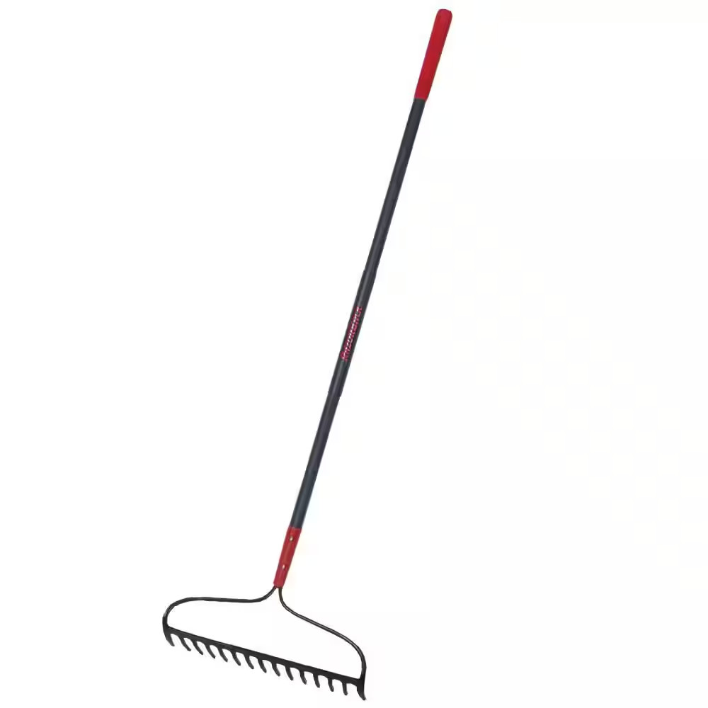 Razor-Back Garden Landscaping Forged Steel Bow Rake 61"Fiberglass Handle 15-Tine