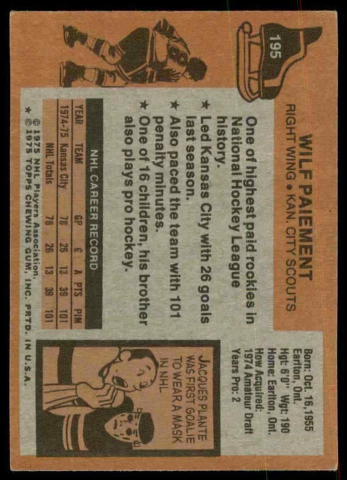 1975-76 Topps #195 Wilfe Paiement Signed Autographed Card - Image 2 of 2