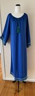 Vintage Retro 60’s 70’s Blue & Green Hippie Tassels Kaftan Maxi Dress Size 16