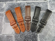 New 24mm Deployment Strap Soft Cow Leather Watch Band PANERAI Gold Brown