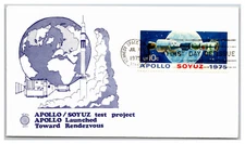 #1569 Apollo Soyuz Single Bean Cachet 1975 First Day unaddressed unsealed AS2
