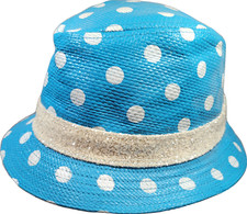 Justice Light Blue White Polka Dot Bucket Summer Hat Child Young Adult One Size
