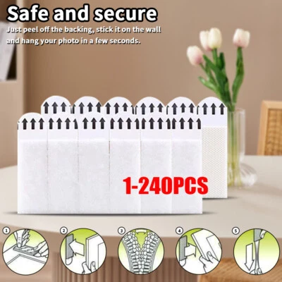 SOL 12//120/240PCS Strips Self Adhesive Wall Hanging Picture Frames Posters