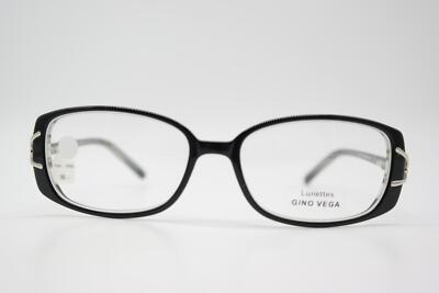 Glasses GINO VEGA 7A239 Black Transparent Silver Oval Glasses Frame New