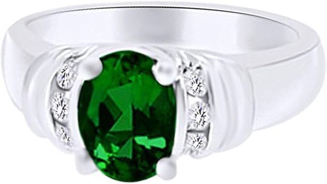 1.71Ct Emerald & Diamond Solitaire Engagement Ring in 14K Gold-image