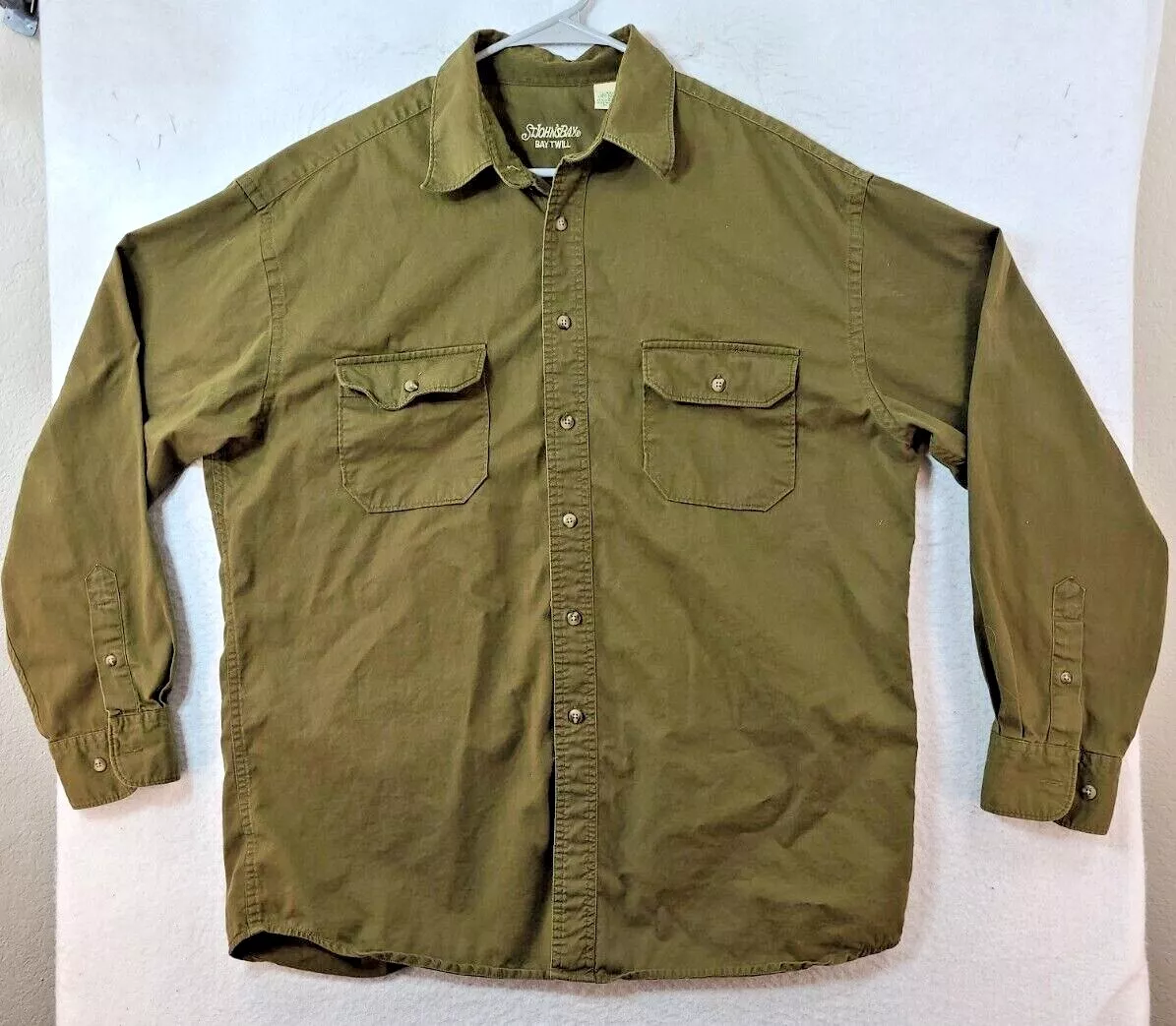 St. John s Bay Mens Large Green Long Sleeve button Up Shirt eBay